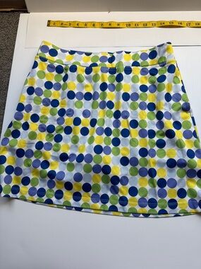 Polka Dot Circle Skater Skirt in Blue, Green & Yellow